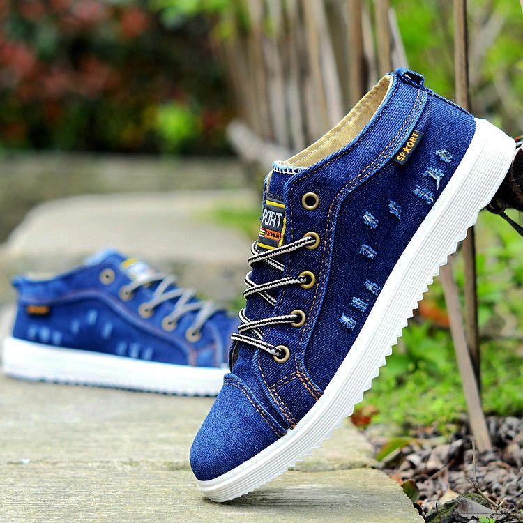 Мужская повседневная обувь в британском стиле, джинсовые кроссовки из парусины, высокие черные мужские ботильоны, обувь на плоской подошве, Chaussure Homme 2024