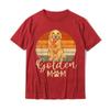 Golden Mom Retro Sunset Golden Retriever Lover Gift Dog Mama TShirt Top for Women Aesthetics Tops Shirts Slim Fit Y2k Family