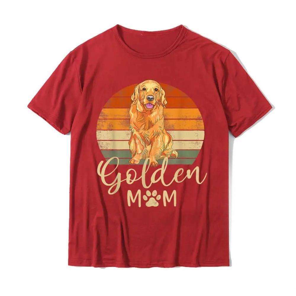 Golden Mom Retro Sunset Golden Retriever Lover Gift Dog Mama TShirt Top for Women Aesthetics Tops Shirts Slim Fit Y2k Family