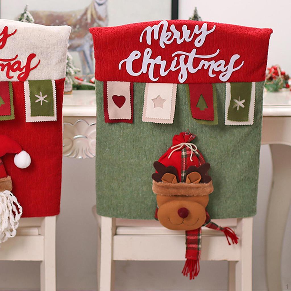Christmas Back Chair Cover Protection Washable Sturdy Dining Decoration for Festival