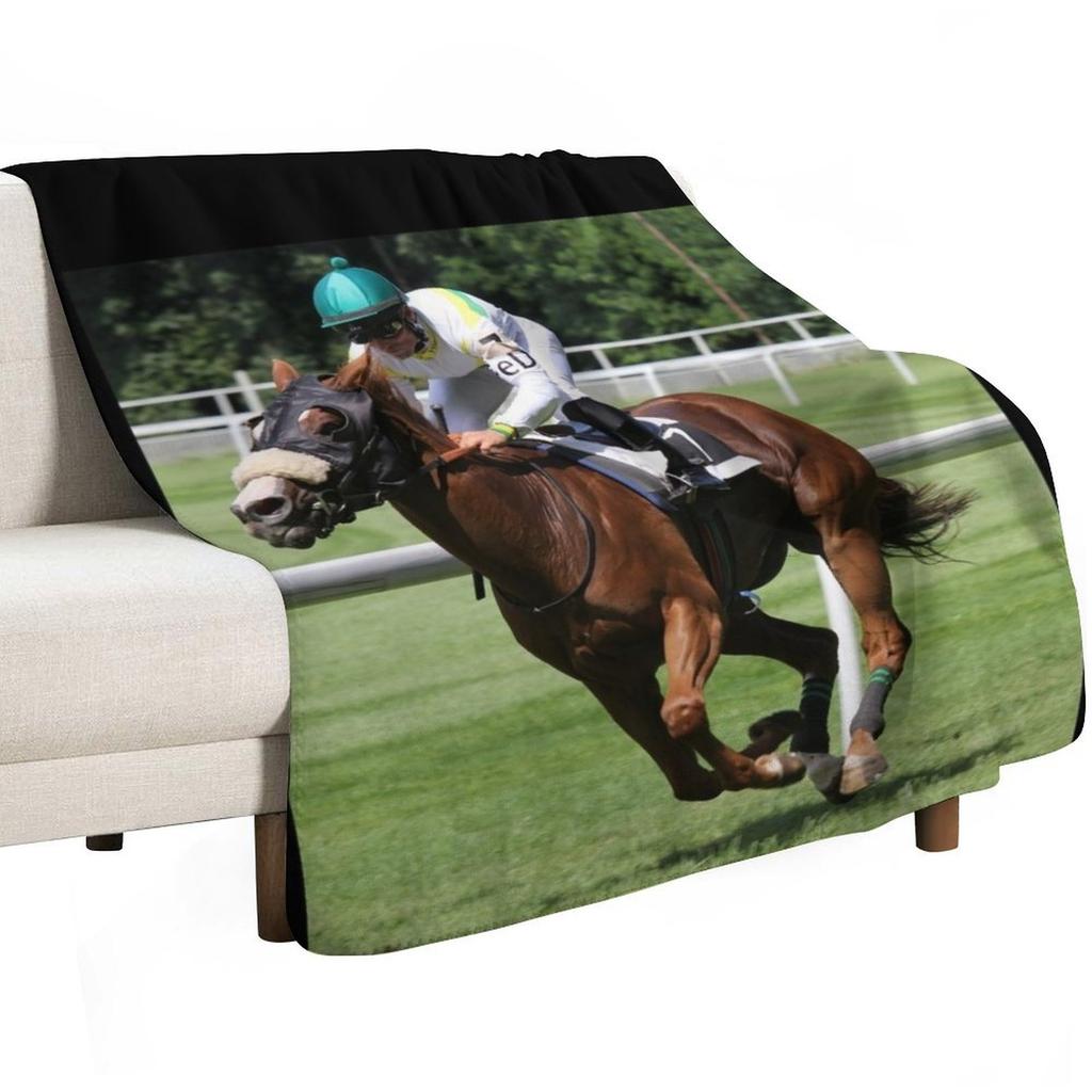 Equine Horse Racing pet Throw Blanket Air Conditioner Soft Blanket for Office Home