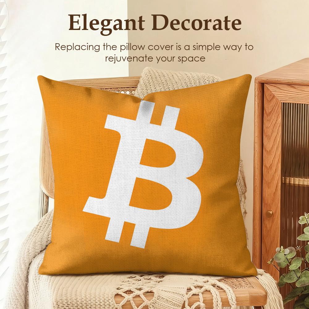 Bitcoin Btc Логотип Крутая Наволочка Натуральный Лен Органическая Ткань Двусторонняя Печать Диван Домашний Декор Подарок Наволочка