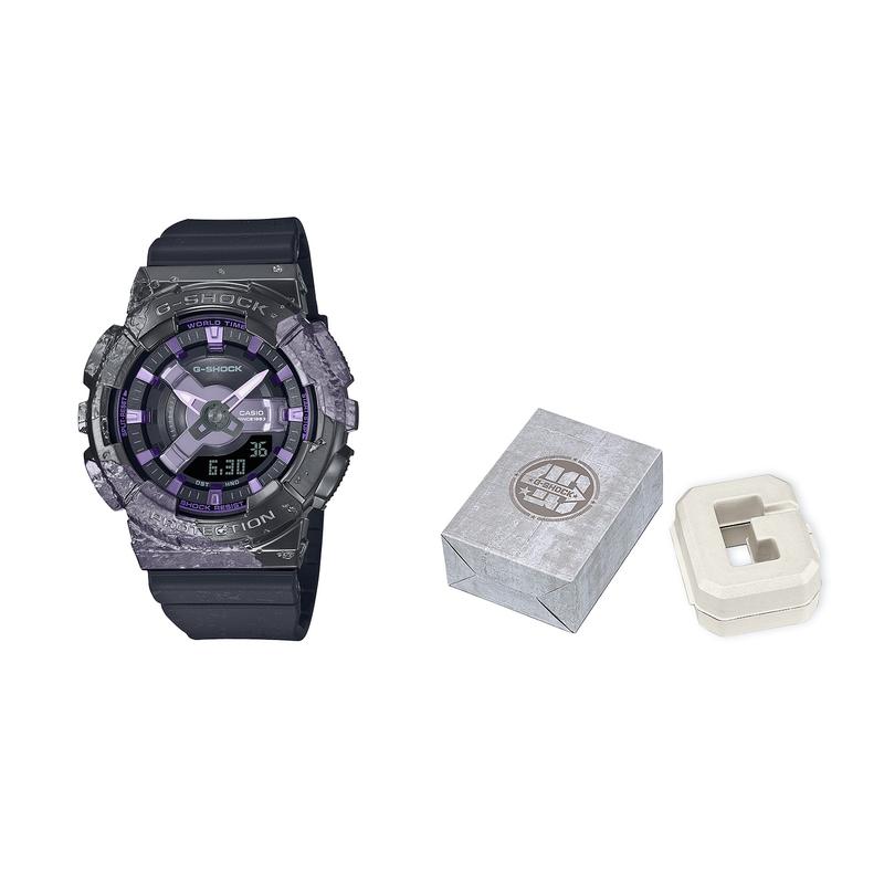 Casio all-metal series-disc series dual display waterproof quartz movement resin strap Japanese and Korean watch women's watch purple GM-S114GEM-1A2PR