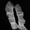 1 Pair Women Prom Arm Covers See-through Lace Faux Pearl Decor Thin Ruffle Pleated Fingerless Literary Style Performances Bride Photo Prop Arm Cuffs