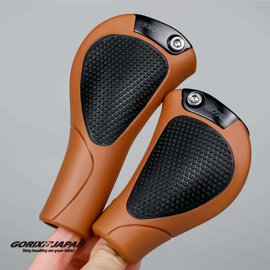 Велосипедные грипсы GORIX Ergo Grip, амортизирующие, настраиваемые, для руля, для кроссовых, мини, электрических [Длинные/Короткие/Коричневые], Поглощение ударов, Замена, Велосипеды, МТБ,