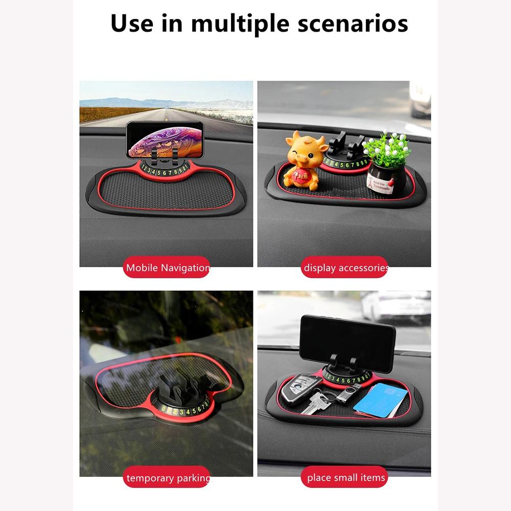 Многофункциональный автомобильный противоскользящий коврик 3 в 1, автомобильный держатель для телефона, держатель автомобильного номерного знака, противоскользящее крепление для телефона на приборной панели
