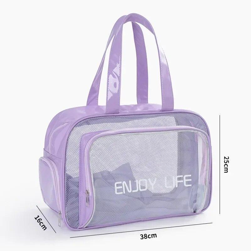 Transparent PVC Large Capacity Storage Bag Swimming Bags Women Large Wet Dry Separation Sports Bag Beach Fitness Travel Handbag