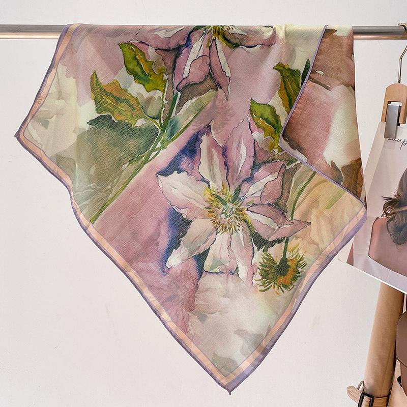 70*70cm Luxury Design Velvet Square Hair Scarf for Women Cotton Hijab Small Neck Tie Hand Wrist Kerchief Female Headband Foulard