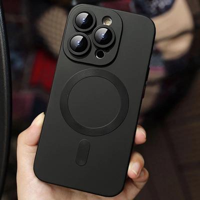 Роскошный чехол для беспроводной зарядки Magsafe для iPhone 16 15 14 13 12 11 Pro Max Plus, магнитный защитный чехол для объектива, противоударный матовый чехол
