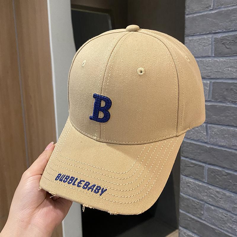 Alphabet Baseball Cap Women'S Hat Hard Top Wide Brim Big Head Circumference Cap Men'S Sun Protection Visor Thin