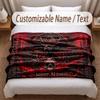 Skull Gothic Theme Soft Blanket Personalized Custom Name Text Print Warm Blanket Home Sofa Bedroom Decor
