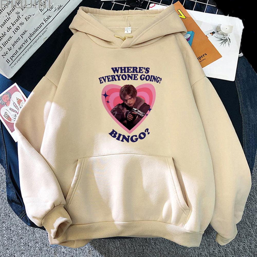 Leon Kennedy Where's Everyone Going? Bingo? Hoodies Leon Kennedy High Street Sweatshirt Casual Clothes Unisex Pullover