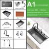 Кухонная мойка Водопадная мойка Temp Digital с мойкой для чашек Counter Controls Workstation Kitchen Sink одинарные кухонные мойки Black