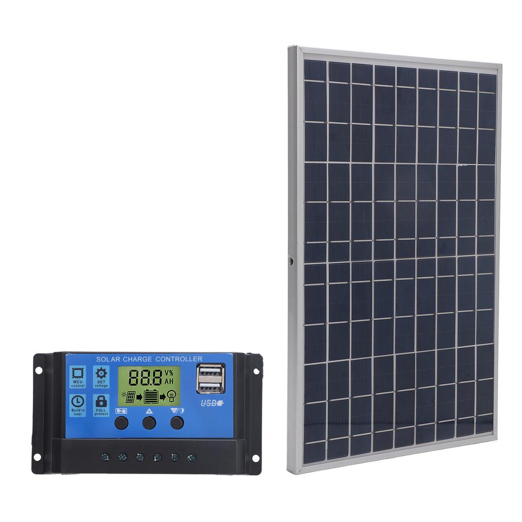Solar Panel 10W 12V Polycrystalline IP65 Waterproof Portable 30A Solar Charge Controller for Outdoor