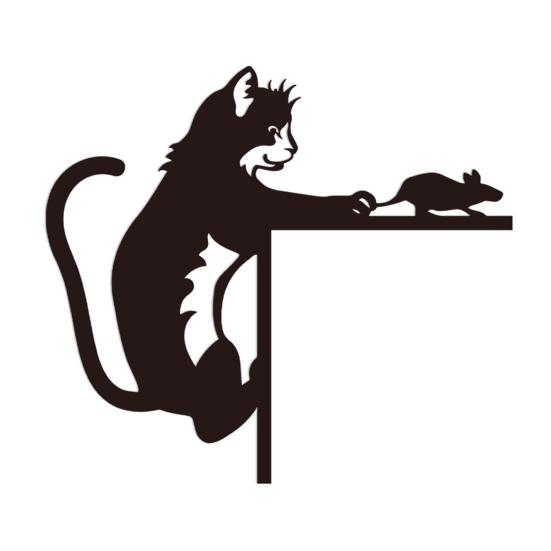 Yousheng Black Cat Дверной топпер Деревянная кошка и мышь Дверная рама Украшение для игр с кошкой Угловой декор для двери Подарок для любителей кошек