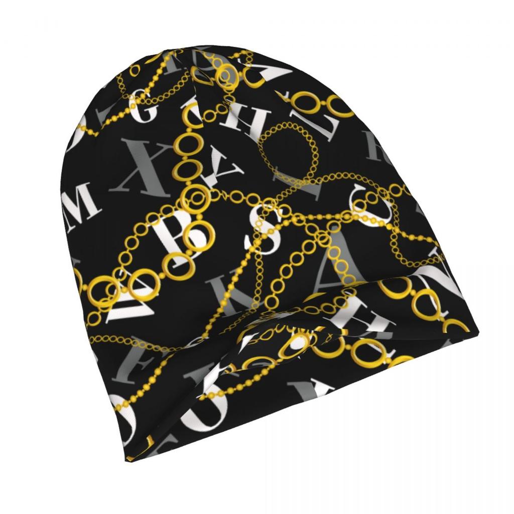 Роскошные современные барочные всесезонные шапочки с золотыми цепочками и буквами, шляпа-капот, женские модные шапки унисекс, шляпа