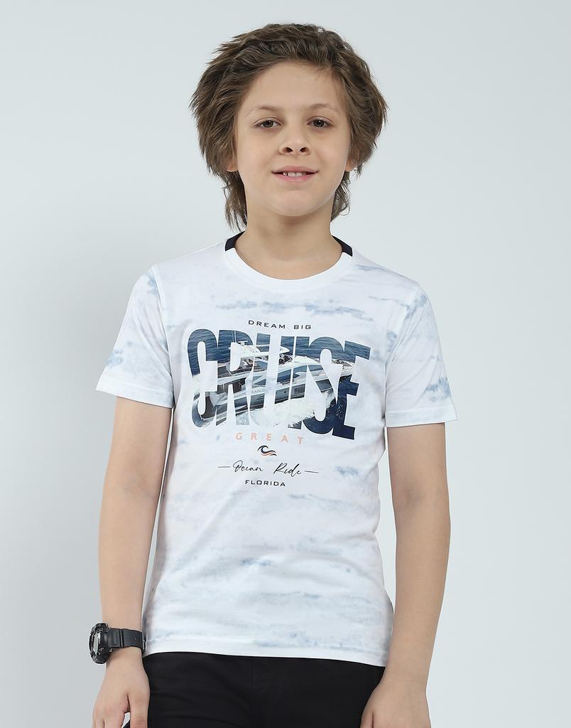 MONTE CARLO Boy's Regular Fit Printed Half Sleeve T-Shirt