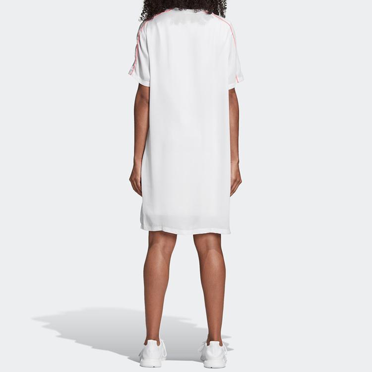Adidas Оригиналы Повседневная Мода Американский Винтаж Дышащее Платье с Длинным Коротким Рукавом Женские платья Белый CZ8333