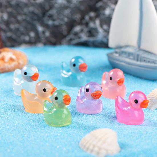 100 шт. яркие цвета, светящиеся в темноте скульптуры утки, яркий внешний вид, мини-светящиеся скульптуры утки из смолы, домашний декор