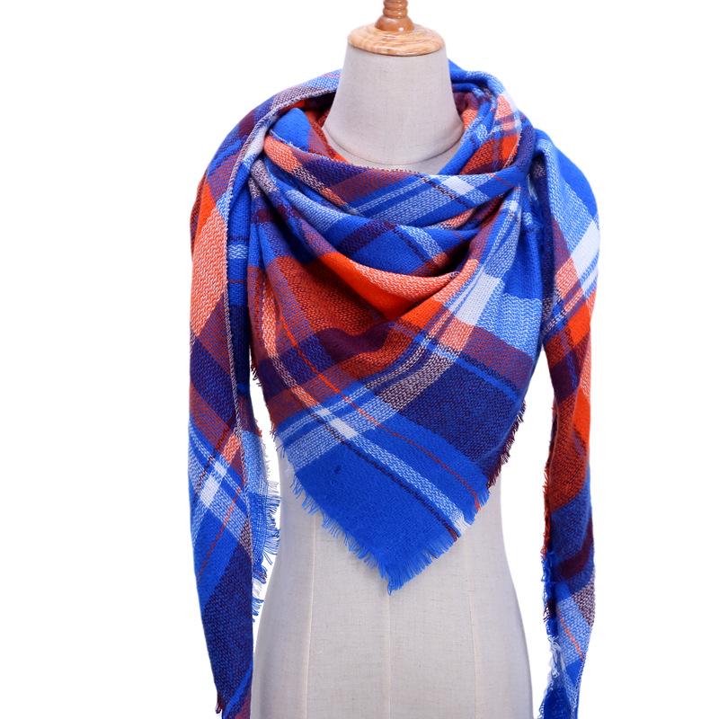 Autumn And Winter European And American Style Imitation Cashmere Scarf, High-Density Triangular Scarf, Checkered Scarf, Warm Shawl