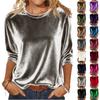 Women's Solid Color Gold Velvet Fashionable Long Sleeved T-shirt Pullover Top
