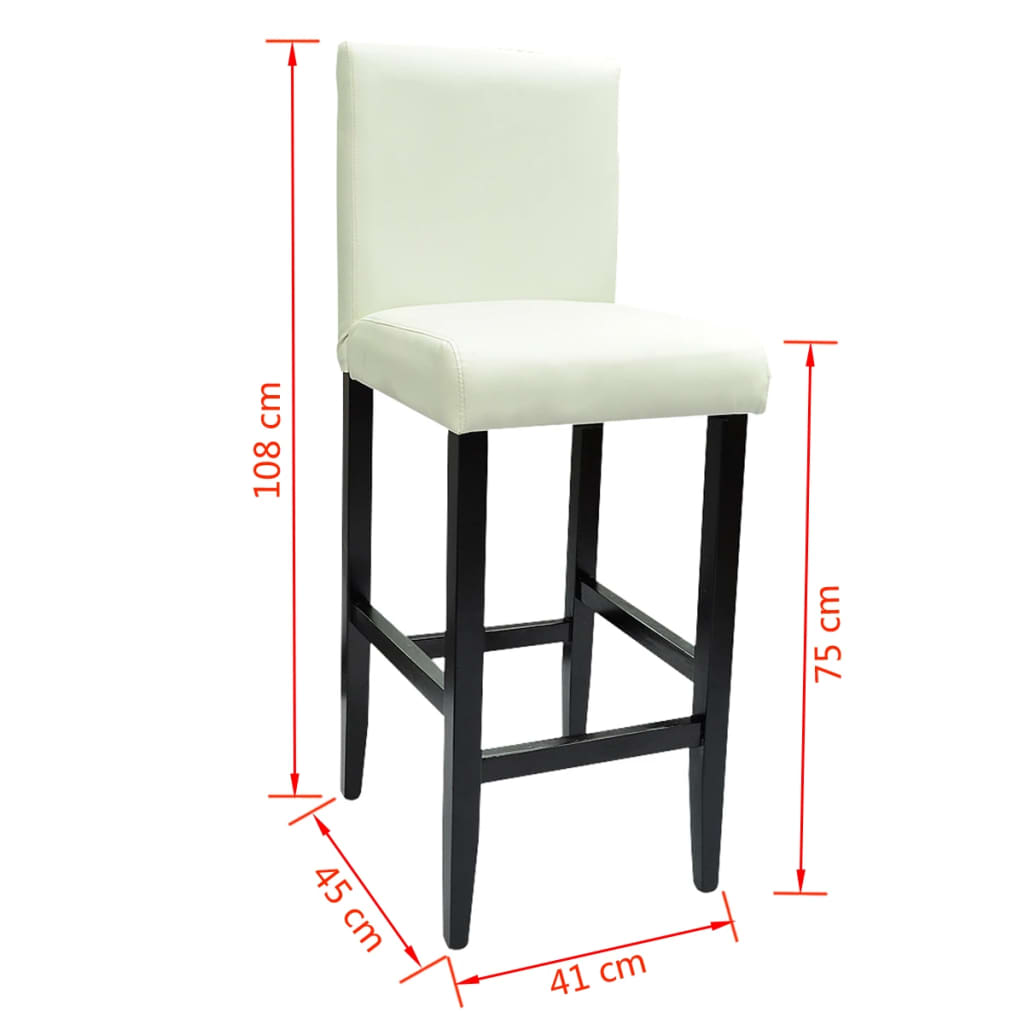 Bar Stool Set of 2 White Faux Leather