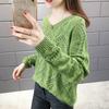 Hollow Women's Knitwear Spring and Autumn Style V-neck Loose Bottoming Shirt Short Long-sleeved Sweater Coat