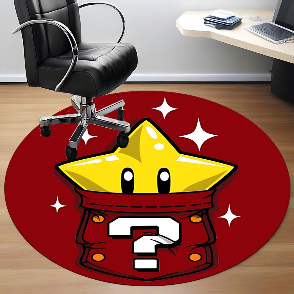 1pc Mario Star Office Round Area Rug, Under Office Chairs Bedroom Living Room Home Decor, Available in Various Sizes