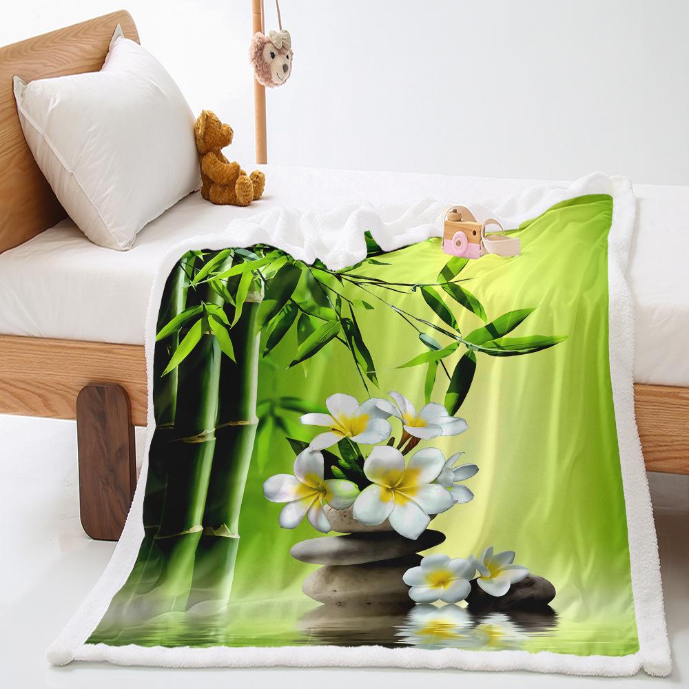 Lily 2D Digital Printing Thickened Lamb Wool Crystal Fleece Blanket One Piece