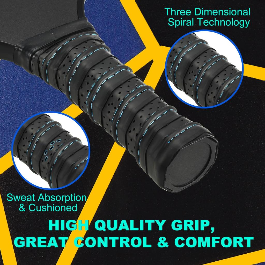 Набор ракеток для пиклбола PATIKIL, одобренная USAPA, ракетка для пиклбола с покрытием из стекловолокна и мягкой рукояткой, 2 ракетки, 4 мяча для пиклбола, 1 сумка для переноски для мужчин