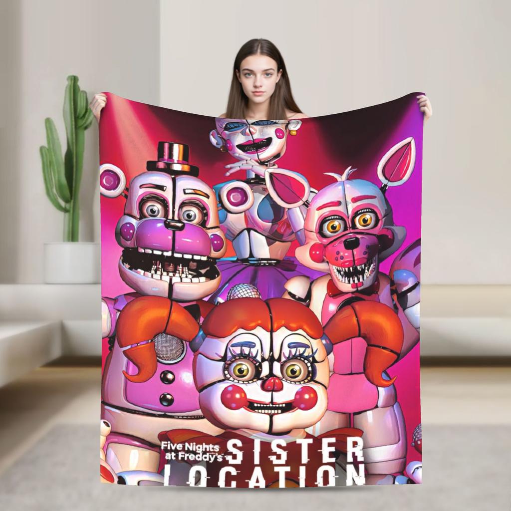 FNAFS At Freddy's Horror Blanket Camping Flannel Throw Blanket For Outdoor Soft Design Quality Bedspread Birthday Gift