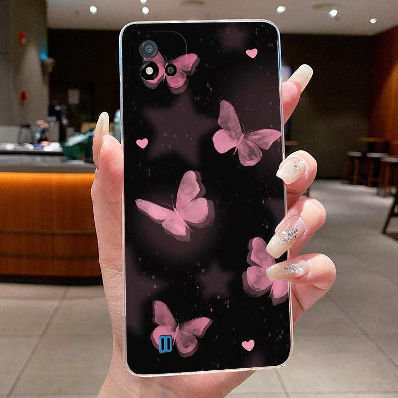 For Realme C11 (2021) RMX3231 / Realme C11 2020 RMX2185 Casing Clear Luxury Fashion Butterfly Flowers Soft Silicone Phone Case