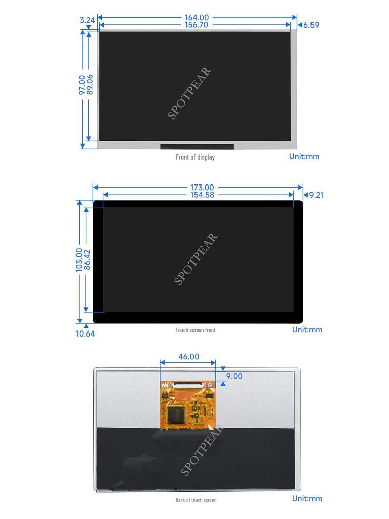 Ultra-Thin 7-inch Raspberry Pi Display with HDMI Output and Capacitive Touch, IPS/OLED