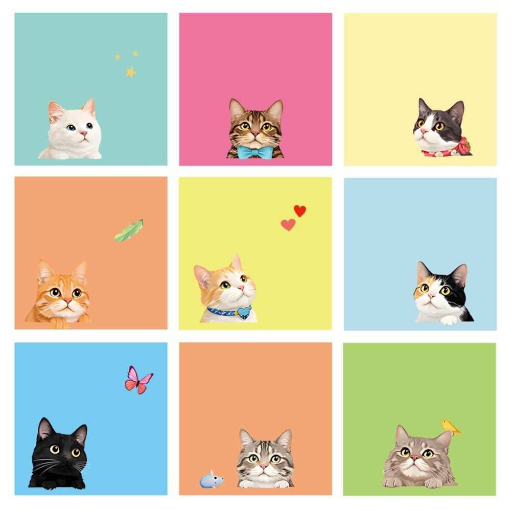 9pcs Set Random Patterns Animal Memo Pads Macaron Style Small Notepads Office Use