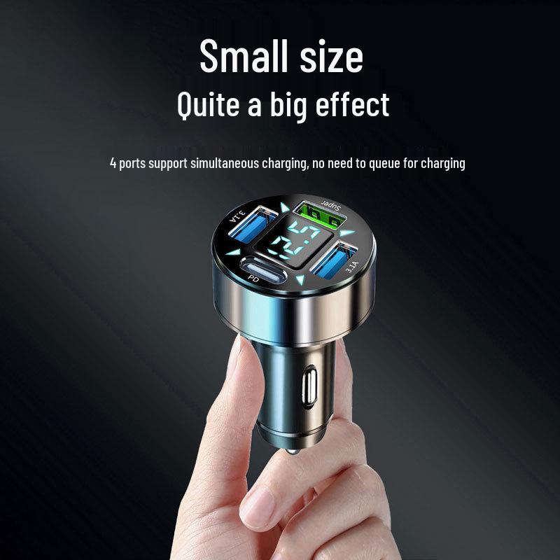 Многофункциональное автомобильное зарядное устройство со сверхбыстрой зарядкой для устройств Huawei и Apple