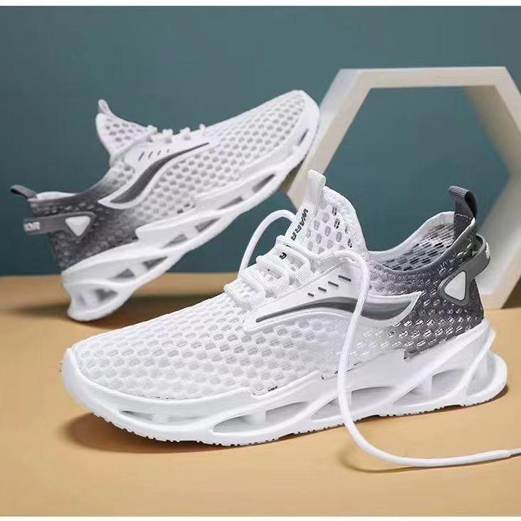 Мужская обувь, новые летние кроссовки с отверстиями 2024 года, повседневная обувь с дышащей полой сеткой, низкая подошва, легкие кроссовки для бега