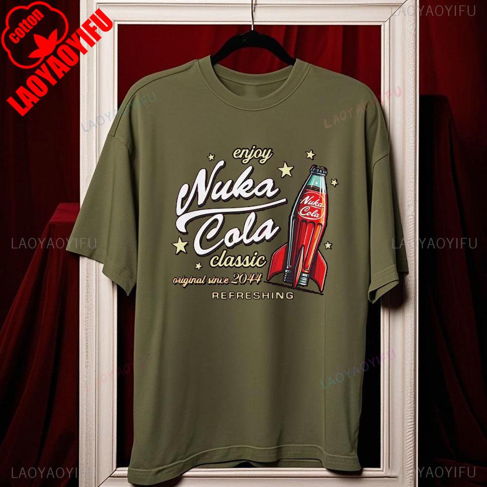 Футболка унисекс из мягкого хлопка Nuka Cola Fallout, смешные футболки, винтажная красная футболка 2044, топы, подарок для фаната, мужская одежда харадзюку