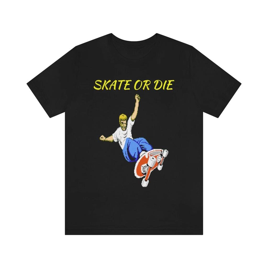 Skate or Die NES Ретро Стиль 90-х Видеоигра Пиксель-арт Унисекс Футболка с Логотипом