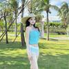 Pure desire wind dopamine yellow egg flower split skirt bikini swimsuit three-piece beach skirt island vacation