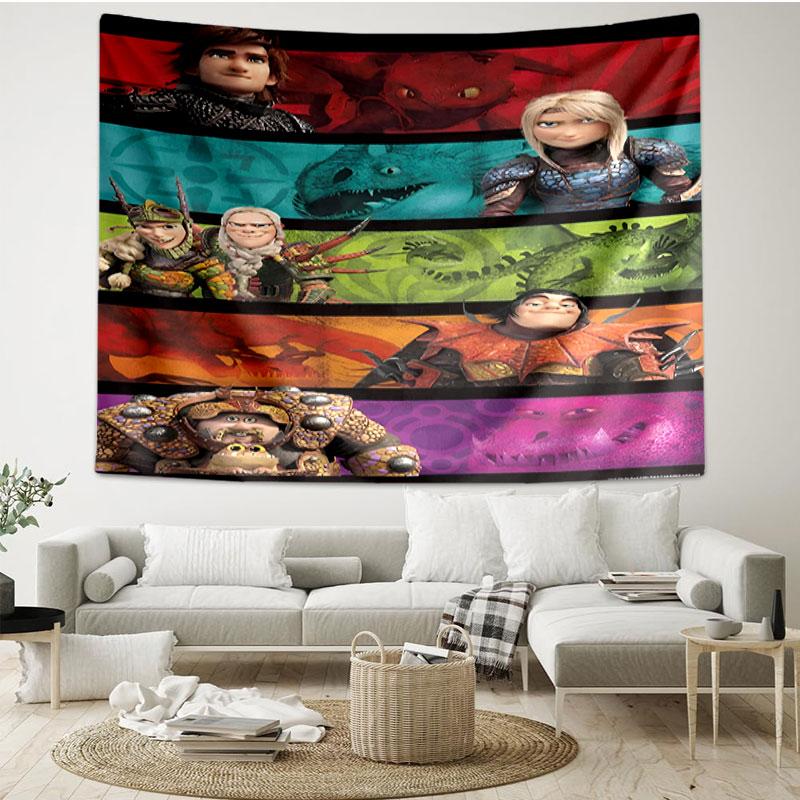 How to Train Your Dragon Print Tapestry - Portable Wall Decor Cloth, for Home, Dorm, Travel, Bedroom, Living Room - Ideal Birthday Housewarming Gift