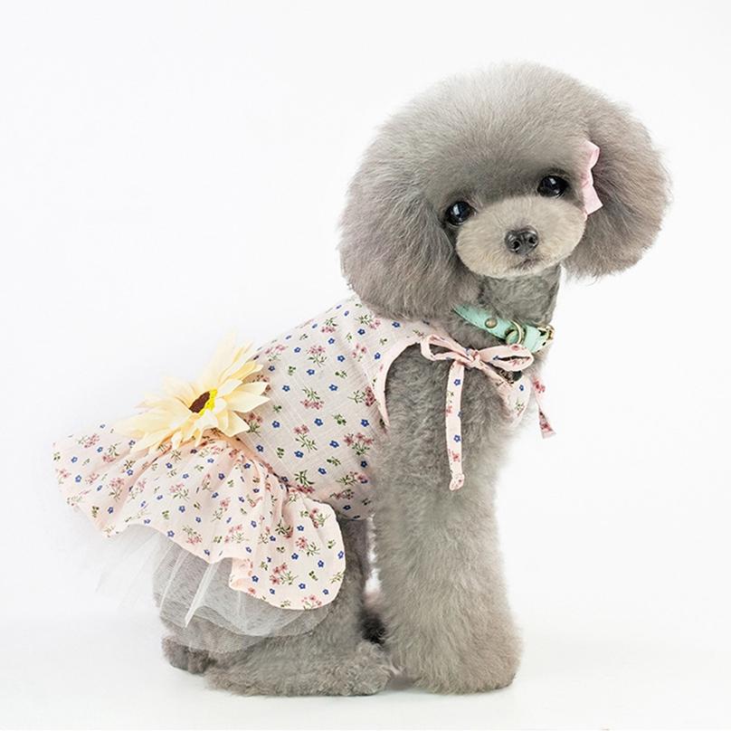 Summer Pet Dress Cat Dog Clothes Princess Puppy Dog Tutu Skirt Cute Sunflower Daisy Pet Clothing