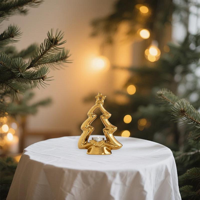 1PC Table Ornaments Nordic Art Candle Holders Home Decor Ceramic Romantic Christmas Tree