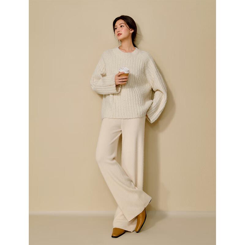 INMAN Женский свитер цвета экрю из смесовой шерсти с текстурой и рукавами реглан