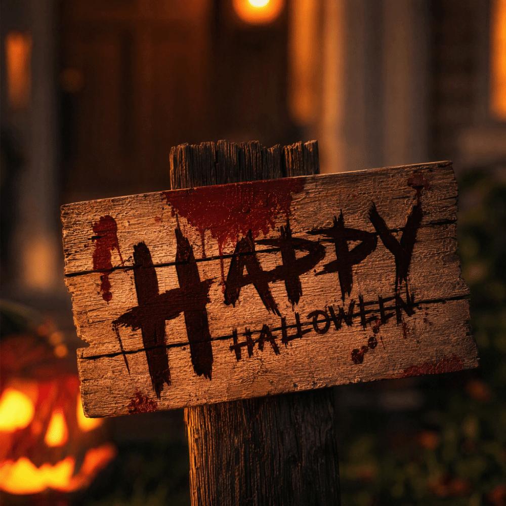 Plastic Material Halloween Warning Signs Vintage Style Yard Garden Signage Home Decor