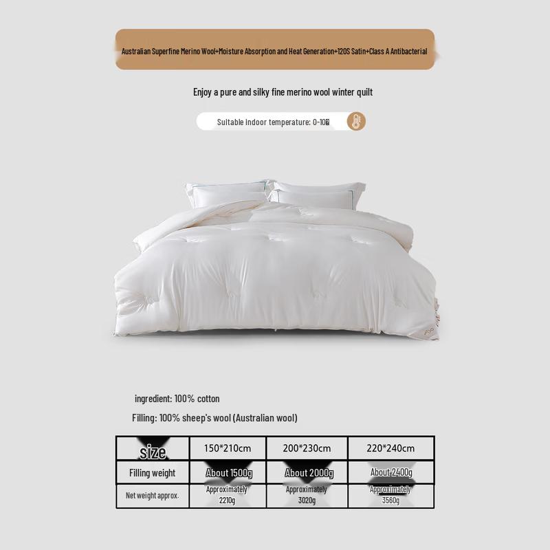 Mercury Home Textiles 100% Australian Wool Winter Comforter