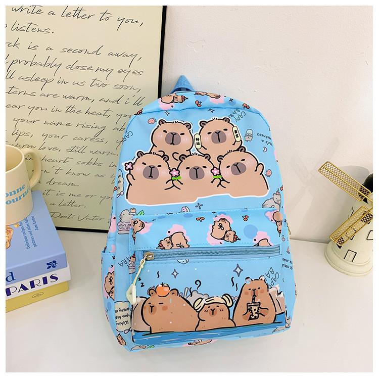 Cartoon Printed Capybara Backpack Children Schoolbag Fashion Leisure Bag Travel