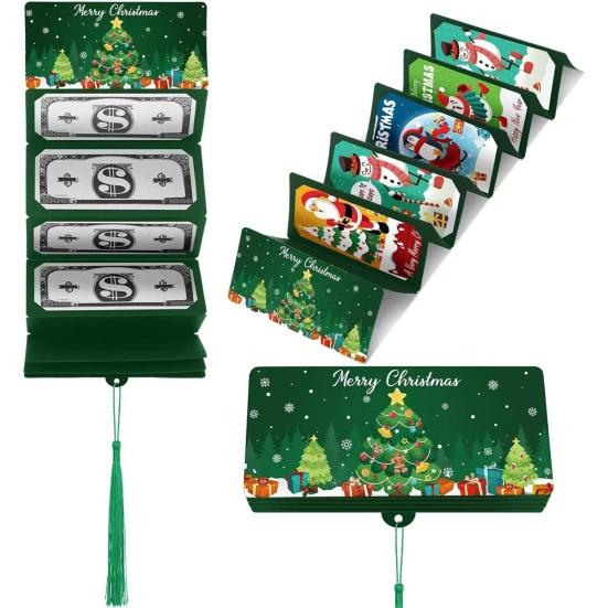 Christmas Cash Gift Envelope Money Gift Card Holder for Cash Surprise DIY Holiday Money Envelope with 10 Slots for Men Women