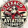 Винтажная металлическая табличка Texaco Aviation 1949 года, 8x8 дюймов, круглая, ретро, настенное искусство, декор для дома и офиса, подарок