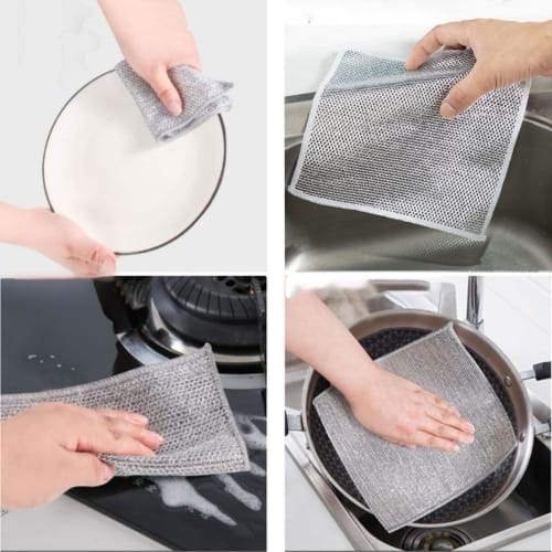 FUYUERO Metal Wire Dish Cloths, Reversible Kitchen Cloths, Newly Upgraded Towels, Scratch-Resistant, Multipurpose, Double-Layered, Can be Used Wet or
