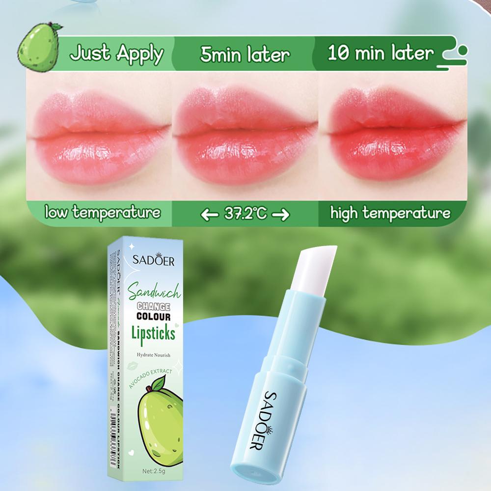 Avocado Hydrating Color-Changing Lip Balm - Moisturizing & Nourishing, Long-Lasting Shine Finish, Suitable for All Skin Types, 2.5g